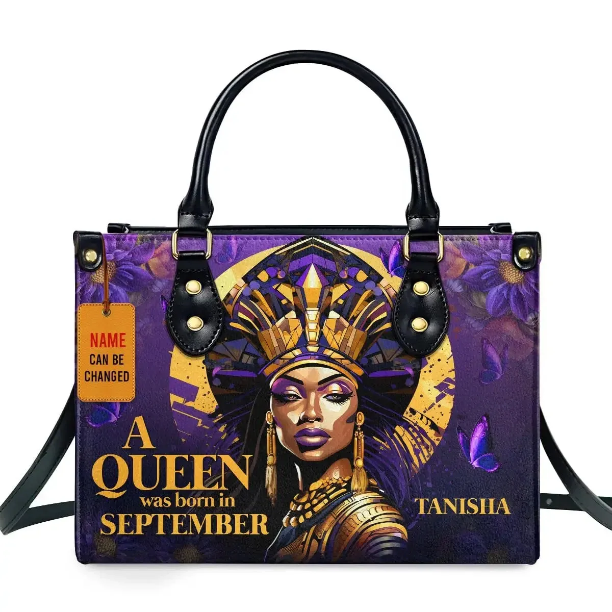 African Girl Print Leather Handbag for Black Women Fashion Top-handle Tote High Quality Luxury Shoulder Purse Shopping Messenger