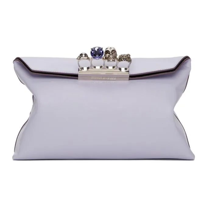 Alexander McQueen Purple Four Ring Jewelled Clutch