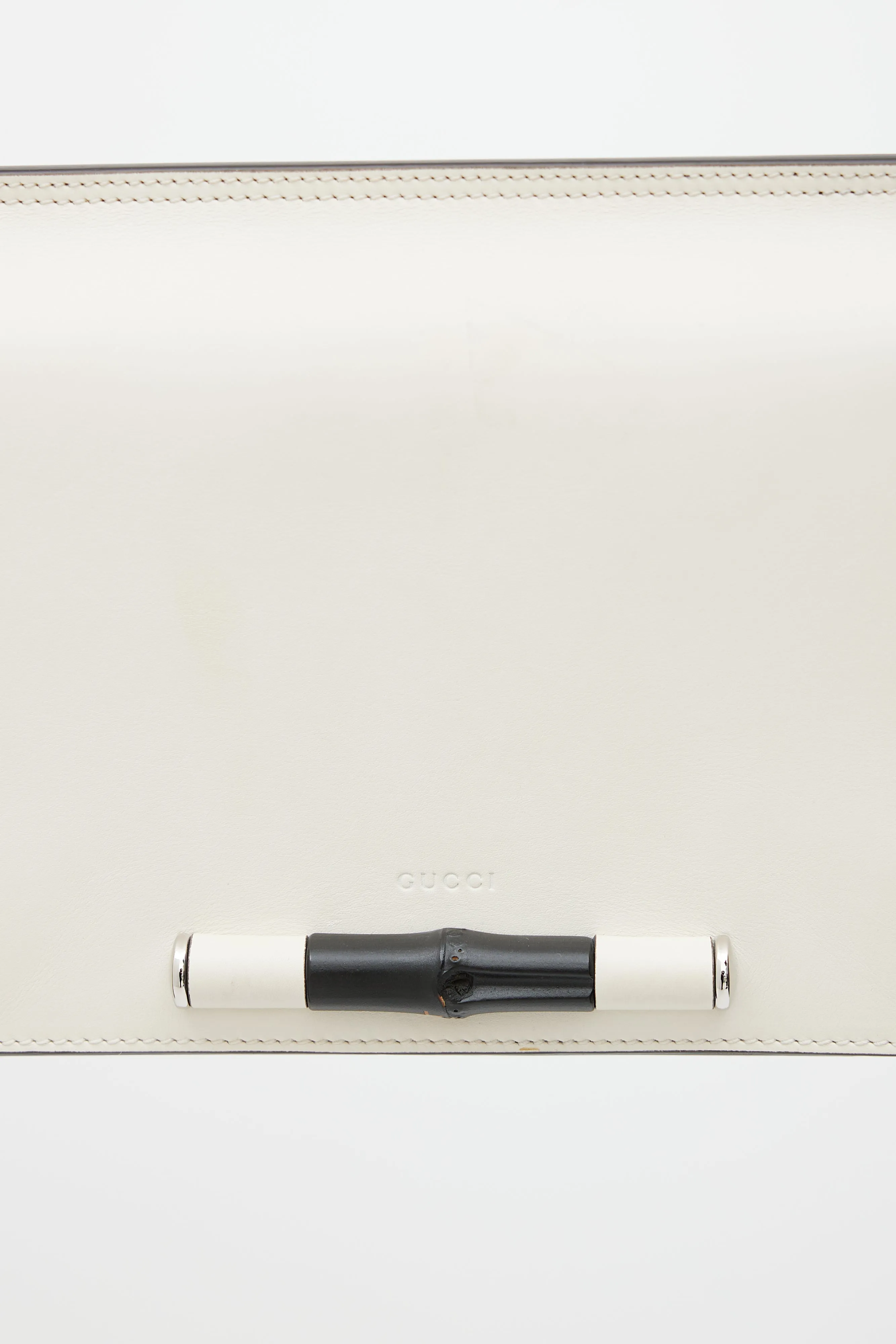 Beige Leather Lady Bamboo Shoulder Bag