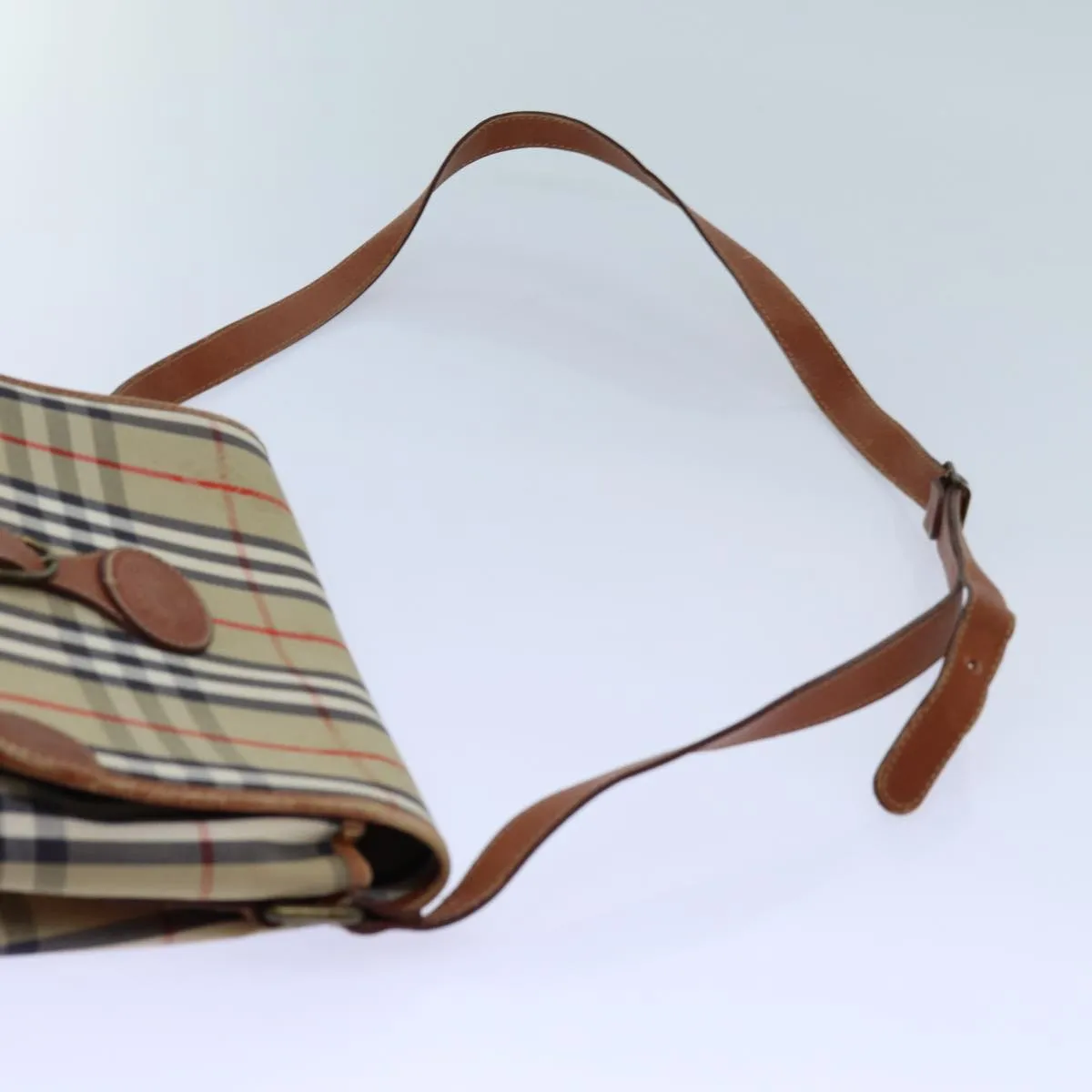 BURBERRYSs Nova Check Shoulder Bag Canvas Beige Auth ac2921