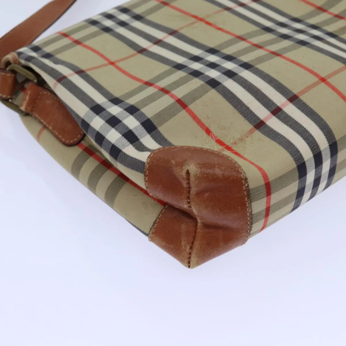 BURBERRYSs Nova Check Shoulder Bag Canvas Beige Auth ac2921