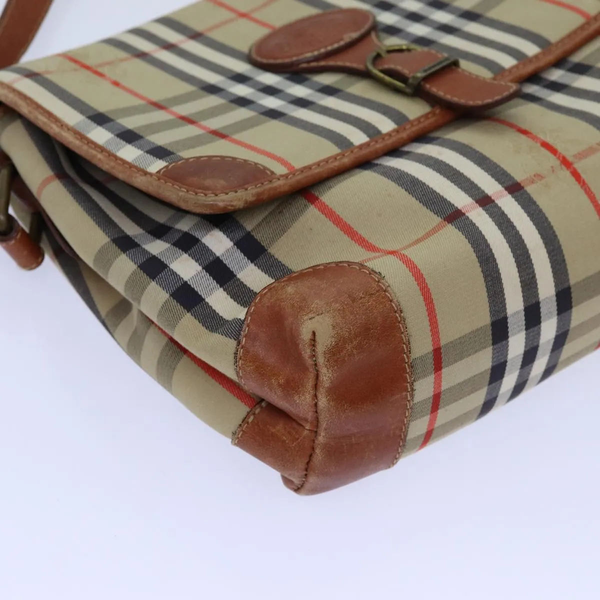 BURBERRYSs Nova Check Shoulder Bag Canvas Beige Auth ac2921