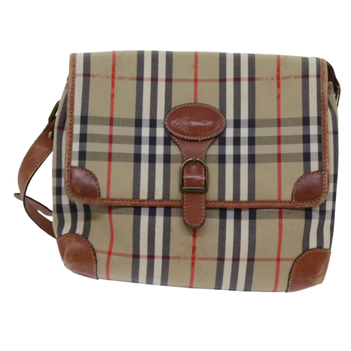 BURBERRYSs Nova Check Shoulder Bag Canvas Beige Auth ac2921