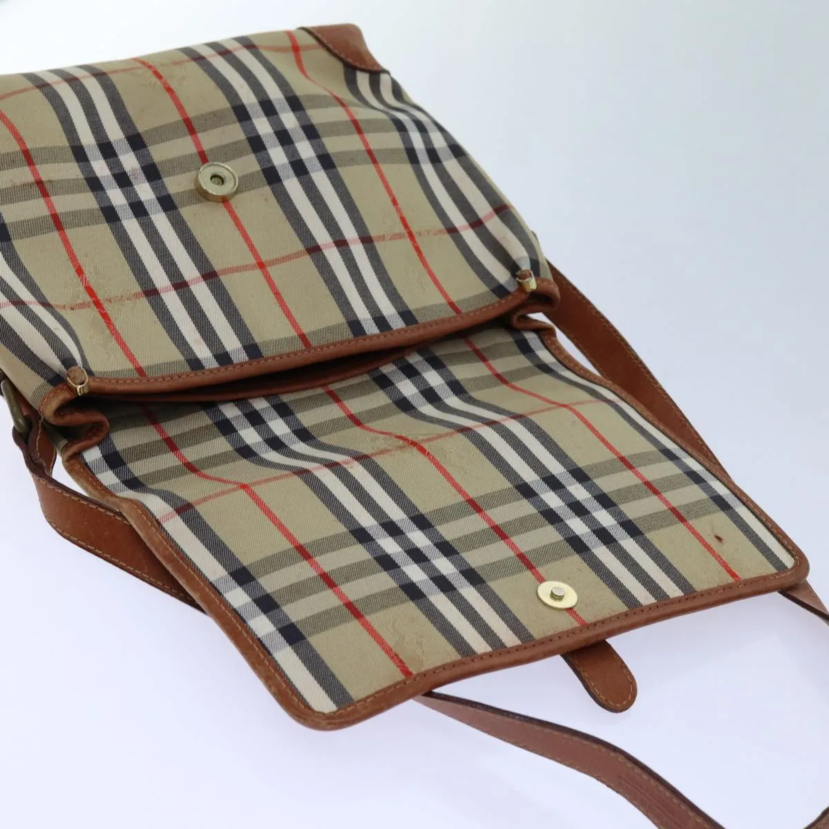 BURBERRYSs Nova Check Shoulder Bag Canvas Beige Auth ac2921