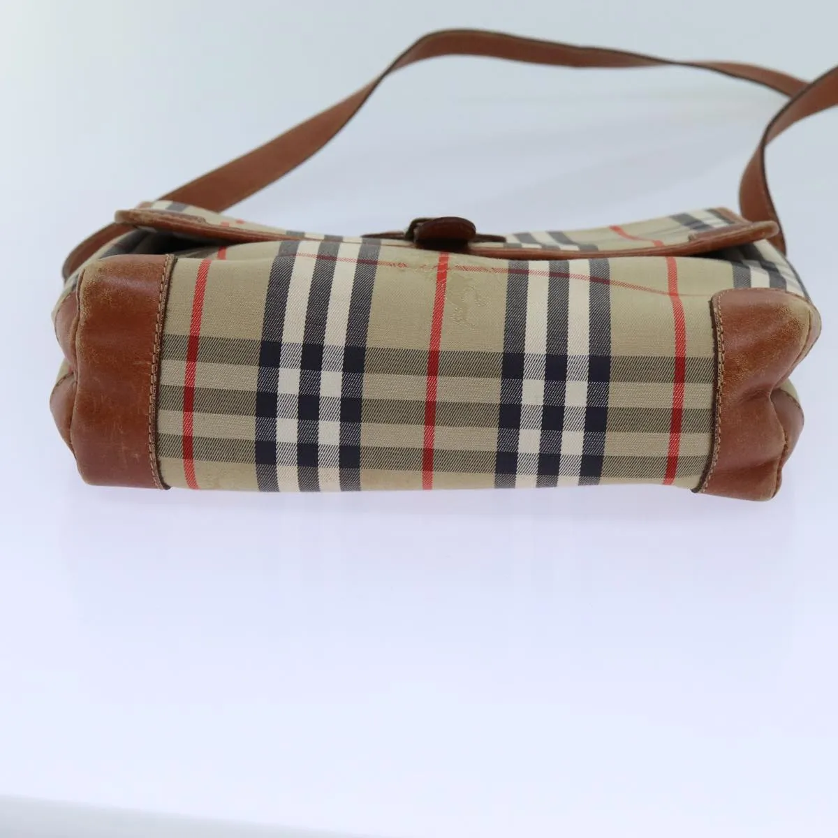 BURBERRYSs Nova Check Shoulder Bag Canvas Beige Auth ac2921