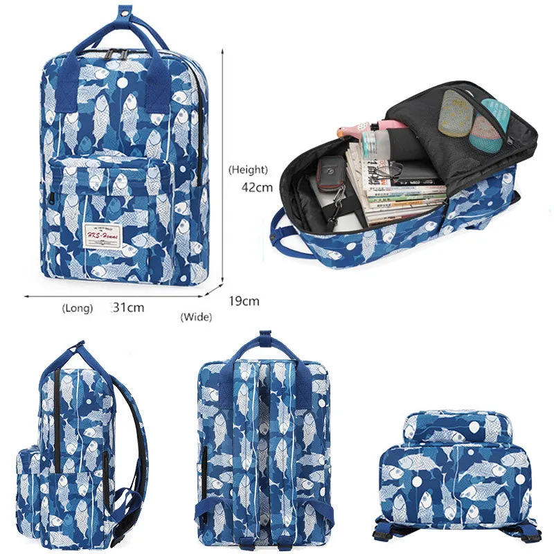 Cartoon Animal Printed Backpacks Travel School College Bag for Girls Boys Teens