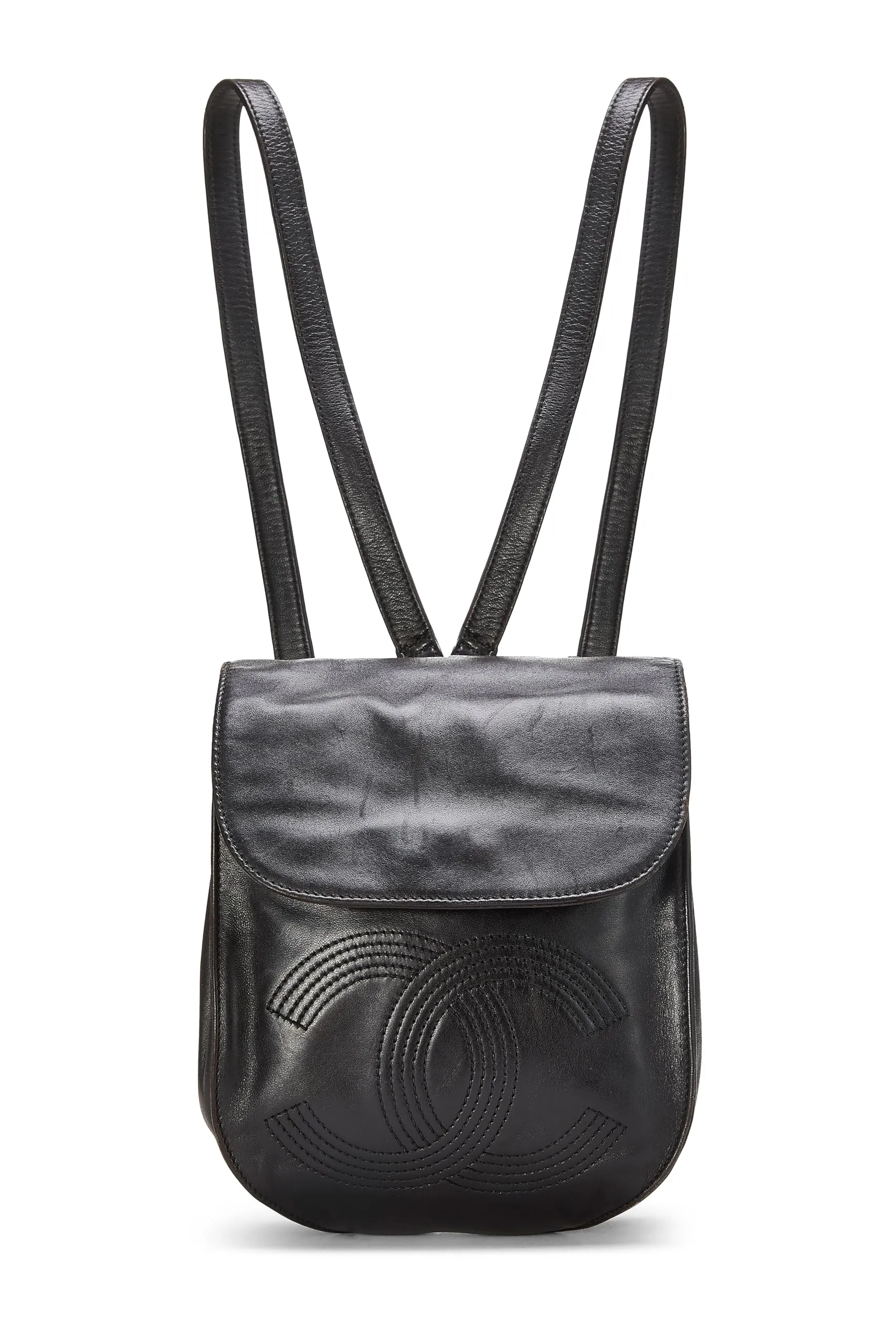 Chanel,  Black Lambskin 'CC' Backpack, Black