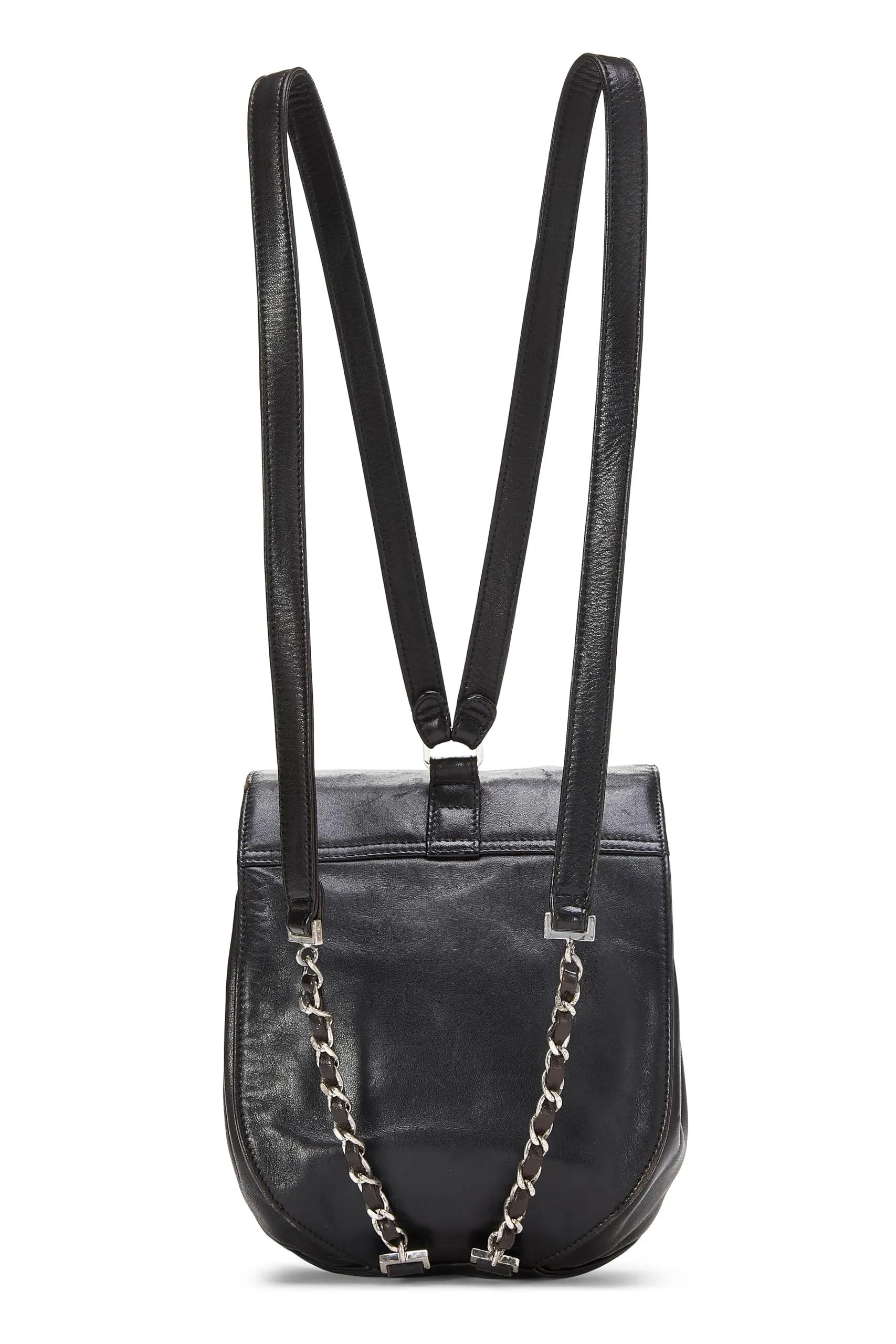 Chanel,  Black Lambskin 'CC' Backpack, Black