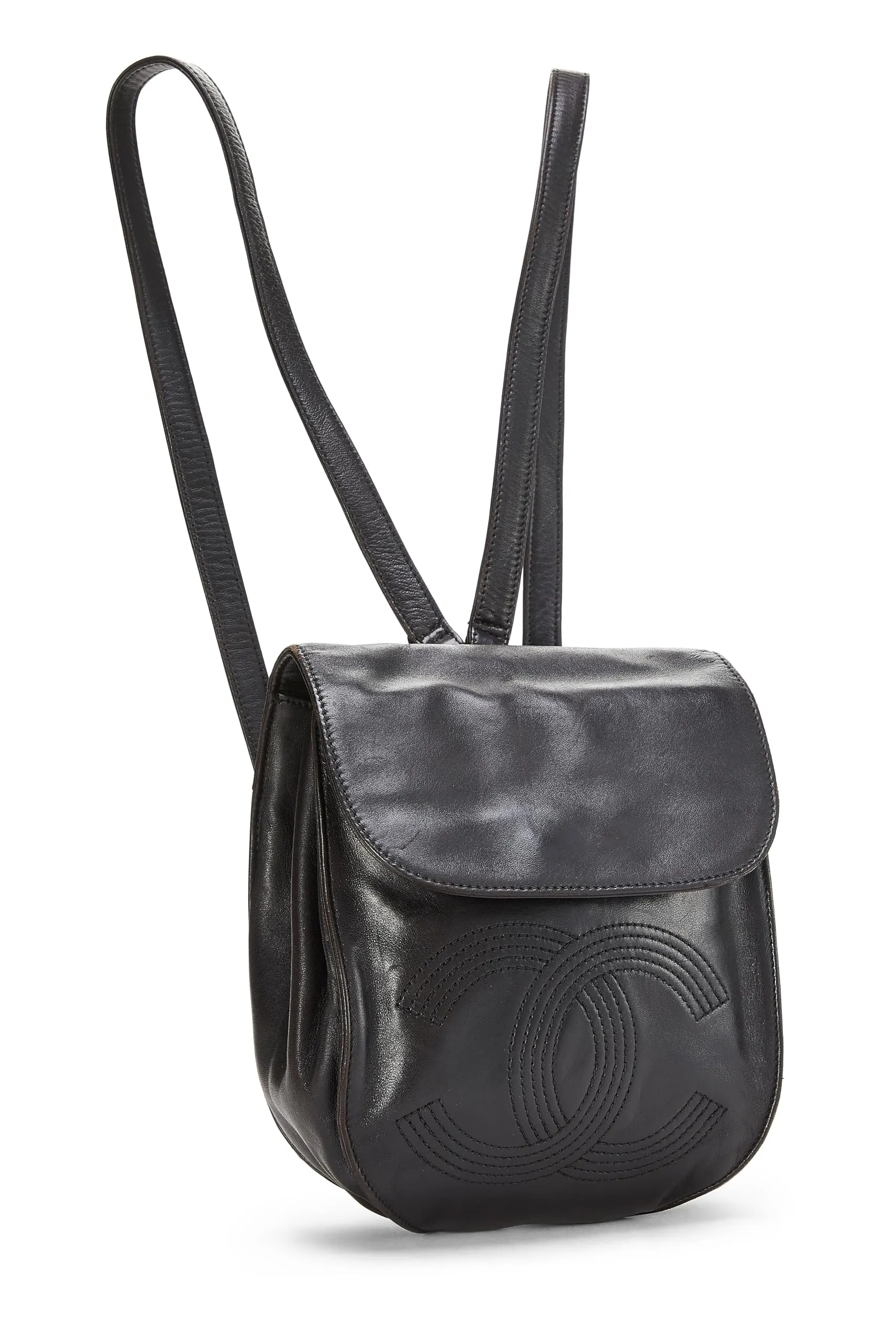 Chanel,  Black Lambskin 'CC' Backpack, Black