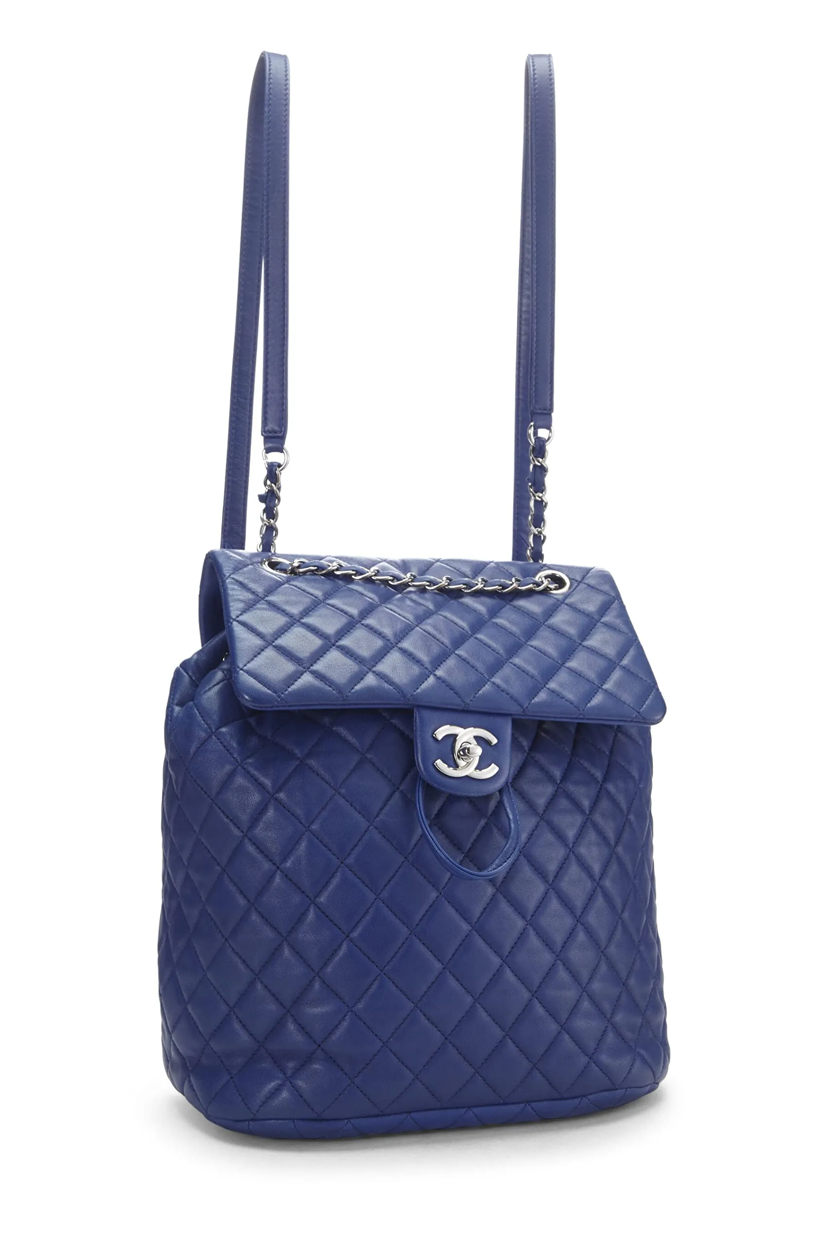 Chanel,  Blue Quilted Lambskin Urban Spirit Backpack Small, Navy