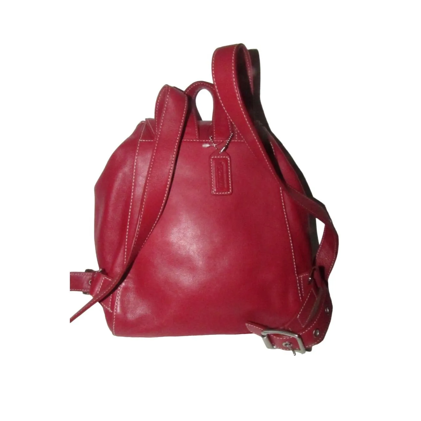 Coach, 'Legacy', large, sling style shoulder bag or backpack in buttery soft red leather with chrome accents and its Coach hangtag
