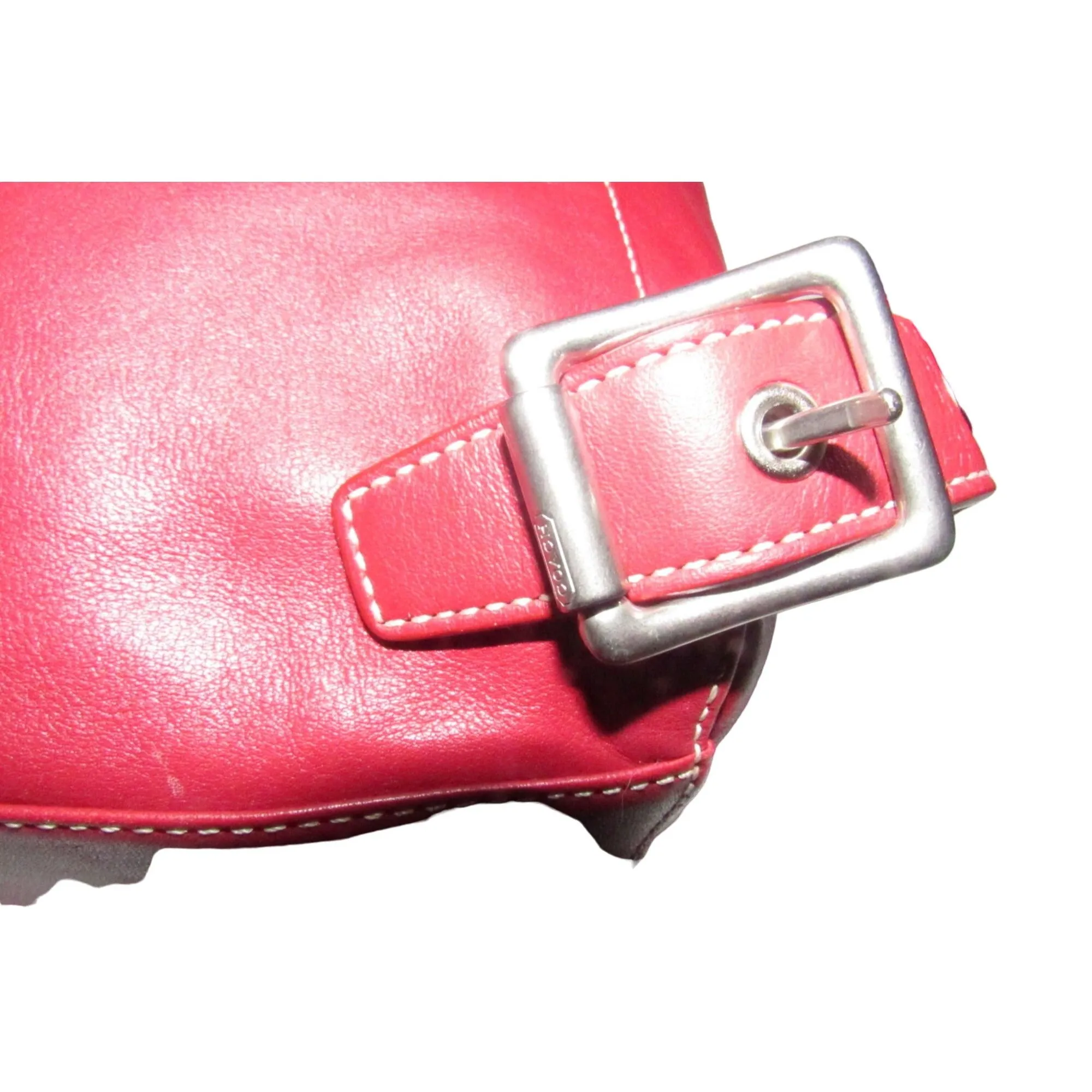 Coach, 'Legacy', large, sling style shoulder bag or backpack in buttery soft red leather with chrome accents and its Coach hangtag