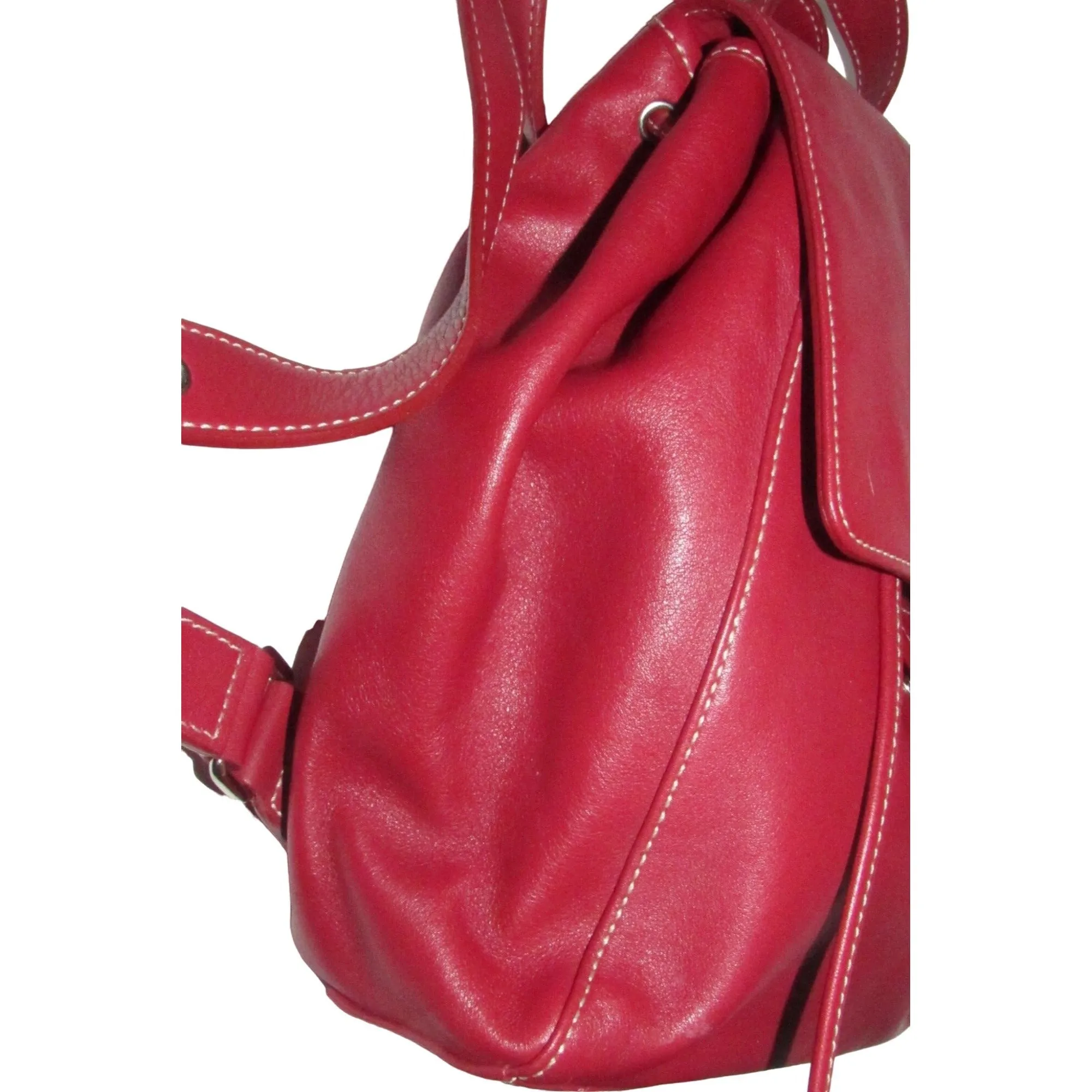 Coach, 'Legacy', large, sling style shoulder bag or backpack in buttery soft red leather with chrome accents and its Coach hangtag