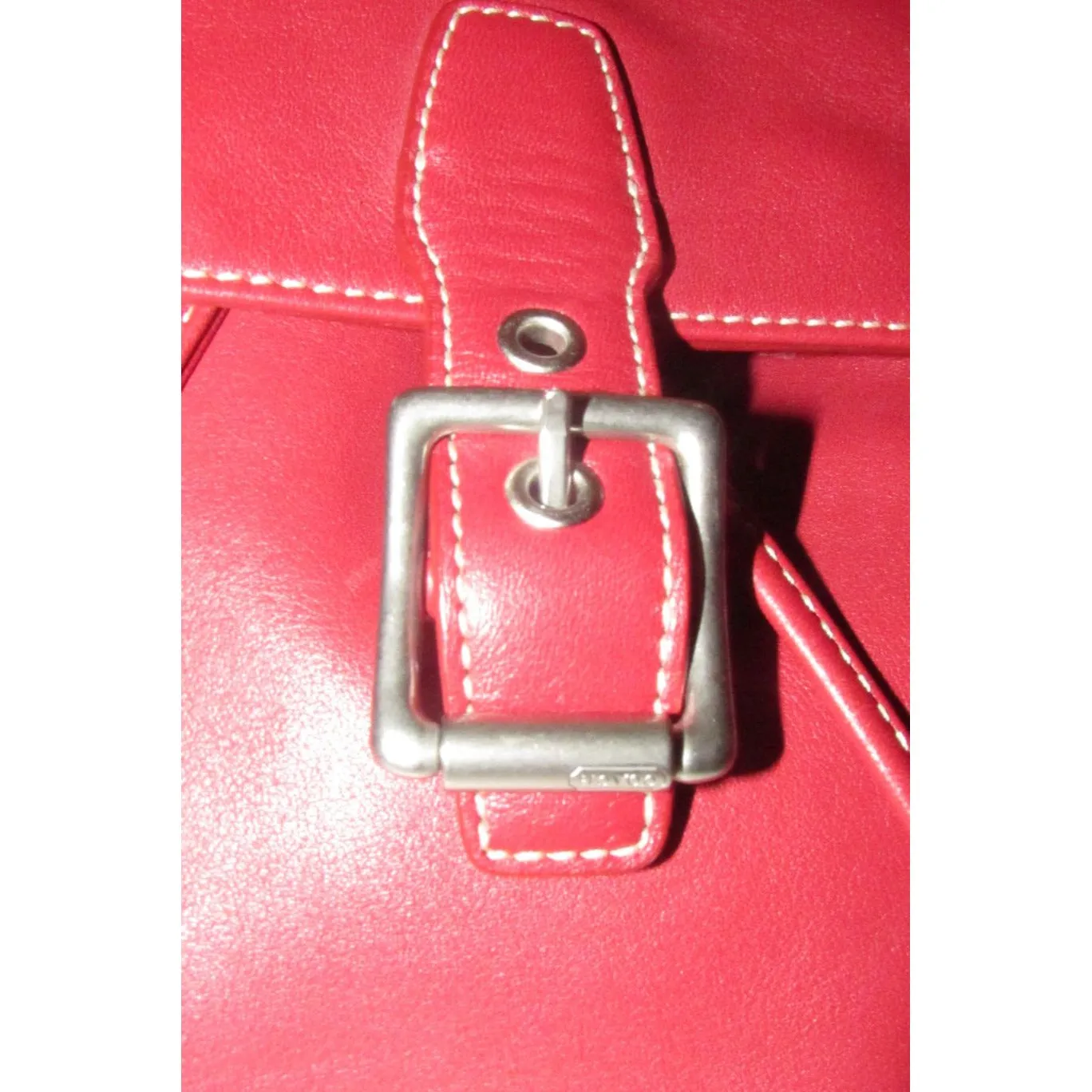 Coach, 'Legacy', large, sling style shoulder bag or backpack in buttery soft red leather with chrome accents and its Coach hangtag