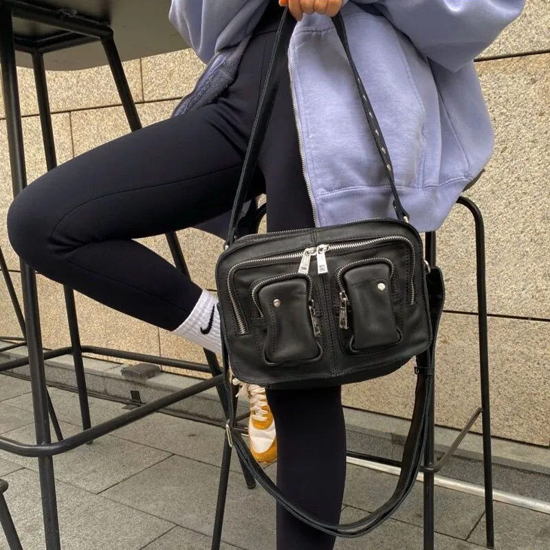 Fashion Rivet women Crossbody Bags Brand Designer ladies Handbag and wallet chain Shoulder Messenger bags 2 Shoulder Belt black