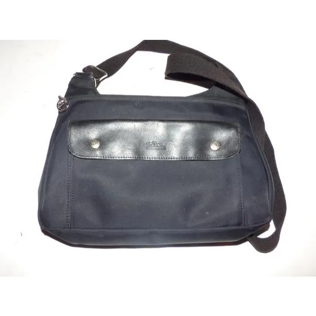 Longchamp Vintage Pursesdesigner Purses Black Leather And Canvas Nylon Messenger Bag
