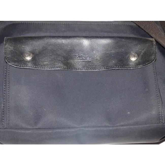 Longchamp Vintage Pursesdesigner Purses Black Leather And Canvas Nylon Messenger Bag