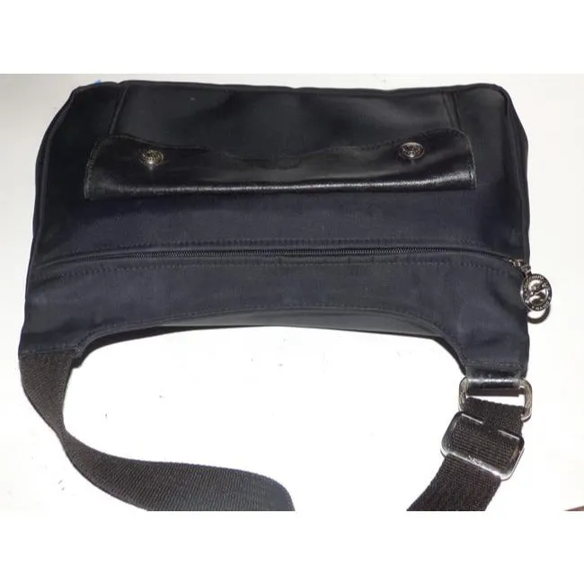Longchamp Vintage Pursesdesigner Purses Black Leather And Canvas Nylon Messenger Bag