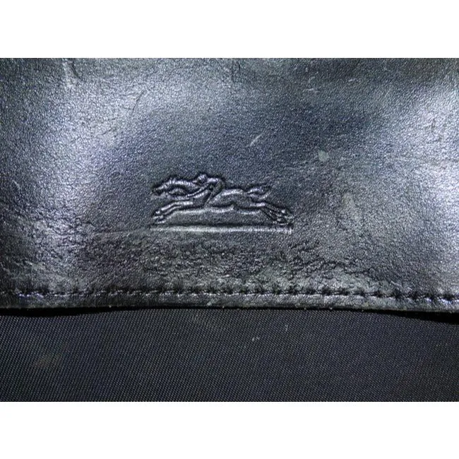 Longchamp Vintage Pursesdesigner Purses Black Leather And Canvas Nylon Messenger Bag