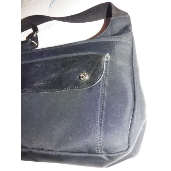 Longchamp Vintage Pursesdesigner Purses Black Leather And Canvas Nylon Messenger Bag