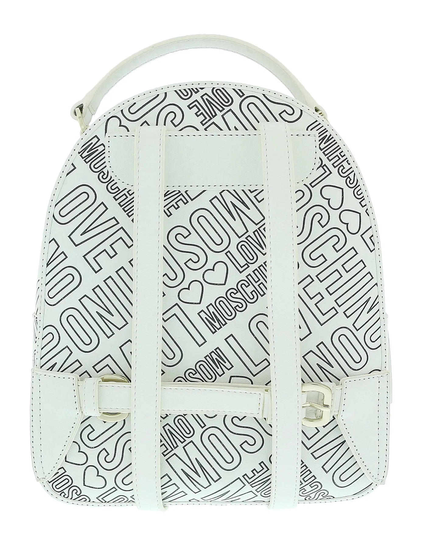 Love Moschino White/Black Signature Embossed Classic Medium Backpack