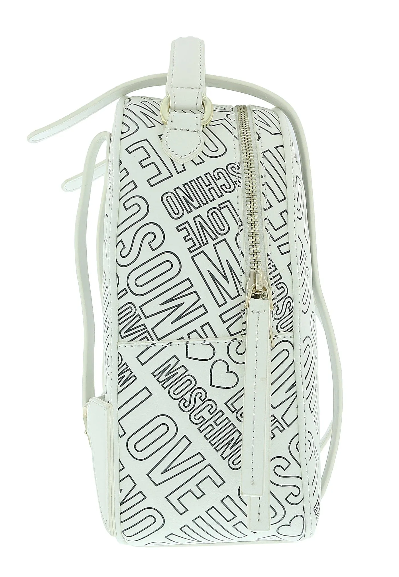 Love Moschino White/Black Signature Embossed Classic Medium Backpack