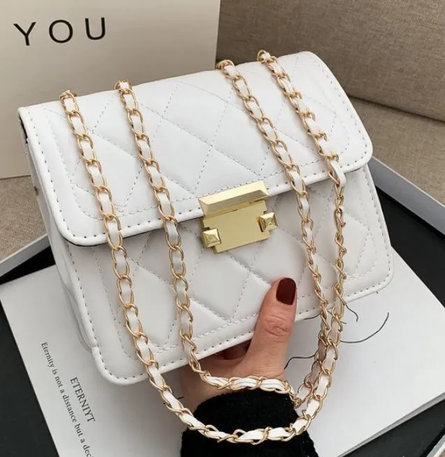  PB144 White Quilted Design Shoulder Bag