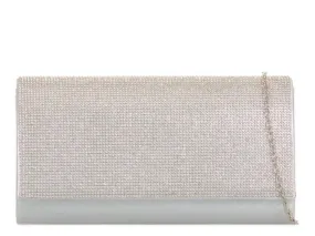 Silver Diamanté Jewelled Clutch Bag