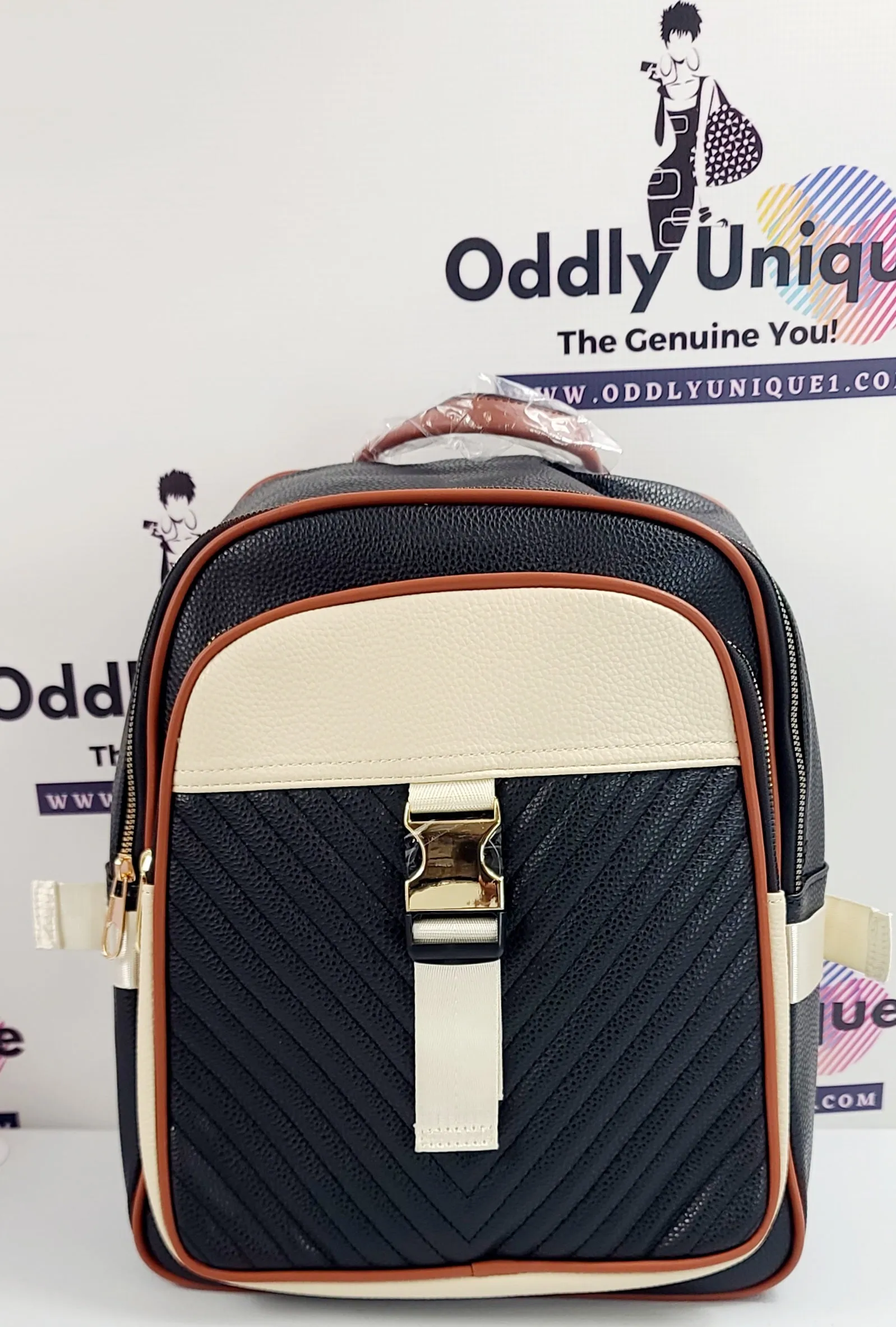 Snap Clip Accent Two Tone Backpacks
