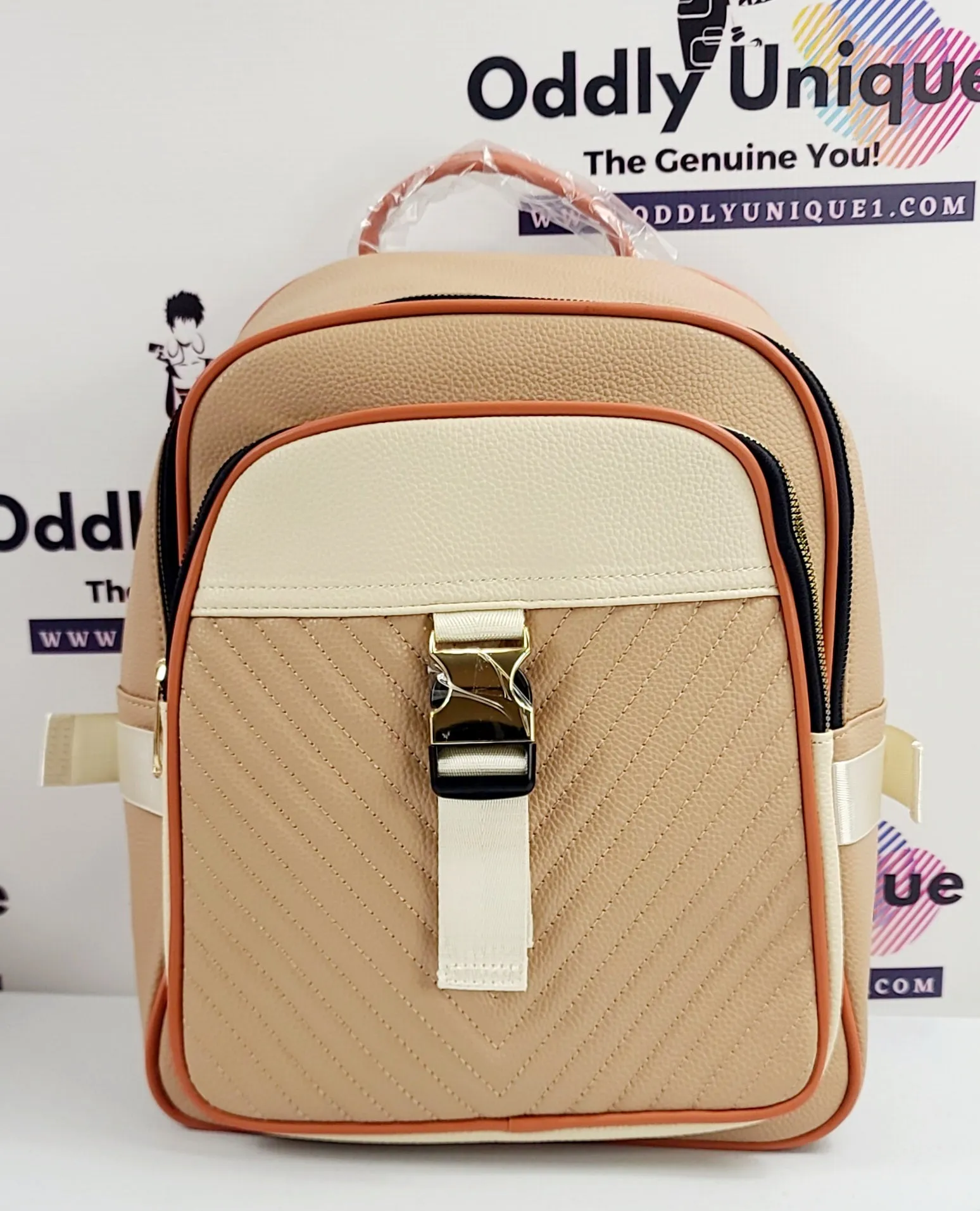 Snap Clip Accent Two Tone Backpacks