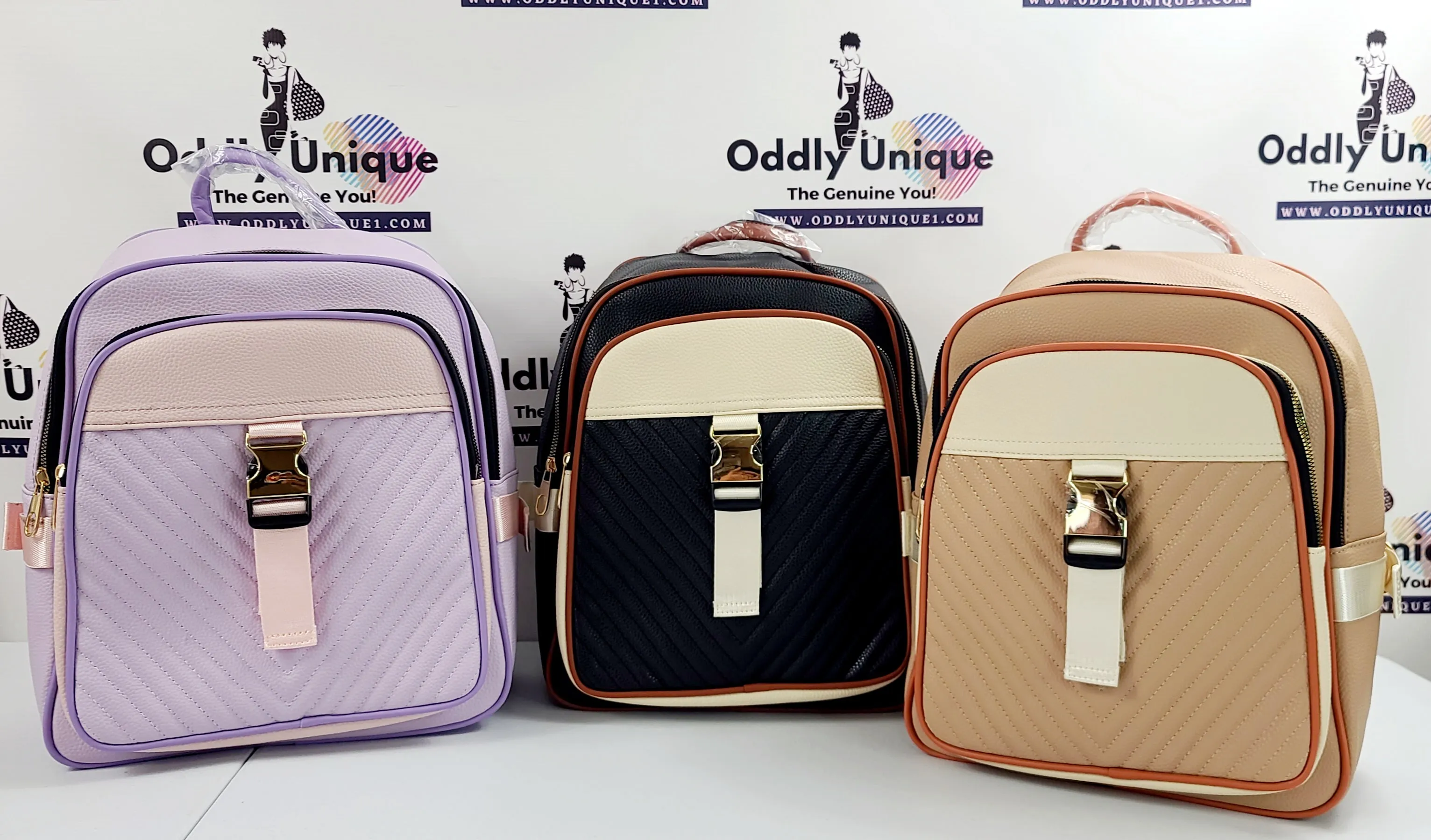 Snap Clip Accent Two Tone Backpacks