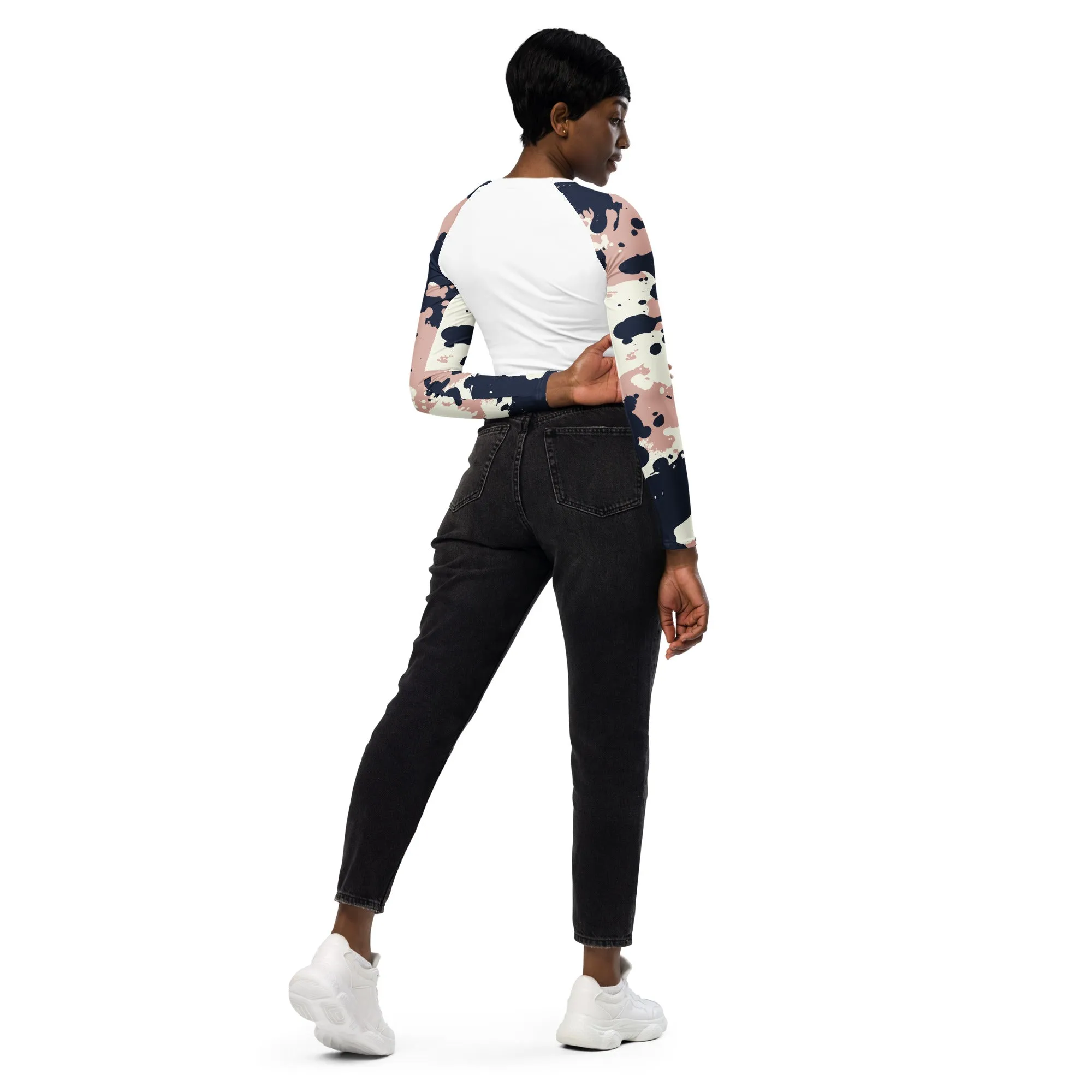 Splattered Recycled long-sleeve crop top