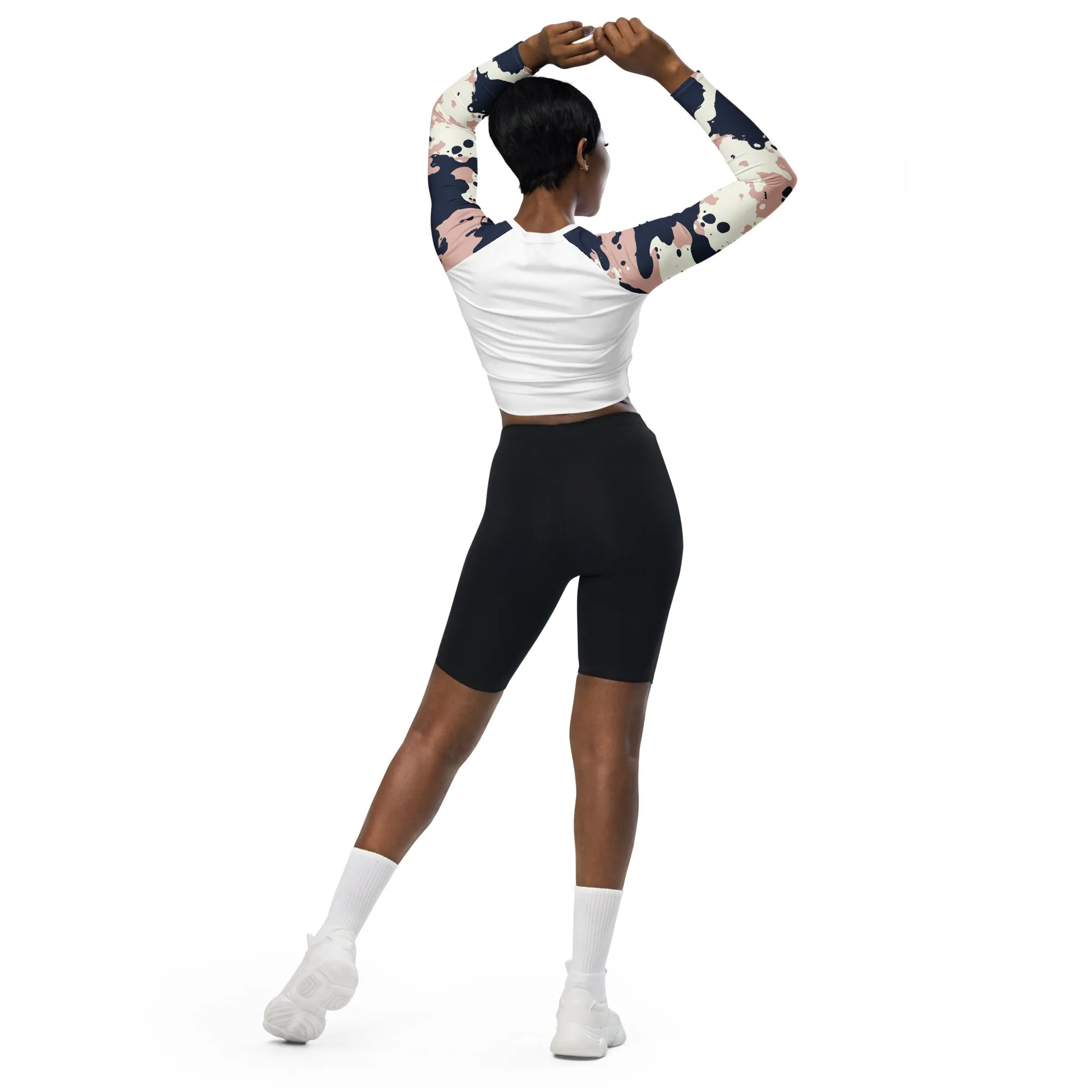 Splattered Recycled long-sleeve crop top