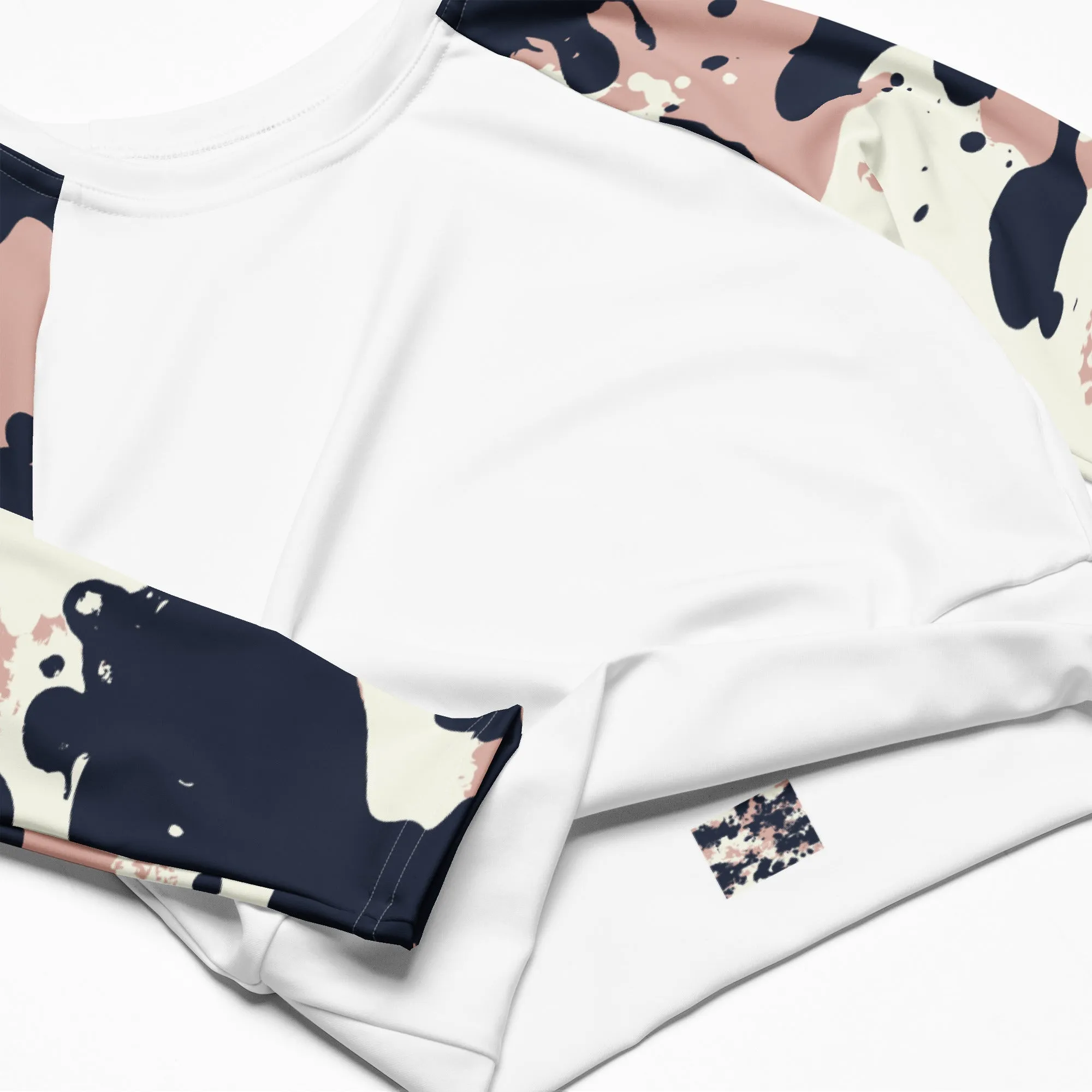 Splattered Recycled long-sleeve crop top