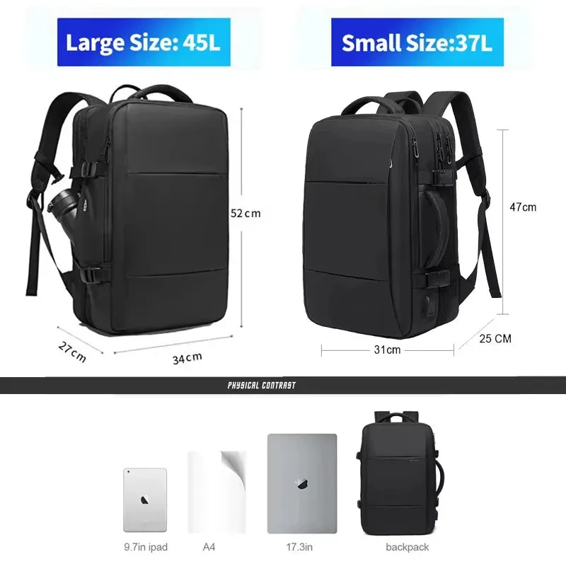 Travel business school expandable USB large capacity 17.3 laptop waterproof backpack