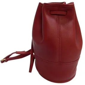 vintage, Coach, 'Bixby', large, drawstring top, bucket shaped, satchel style, sling style shoulder bag or backpack in buttery soft red leather with brass accents