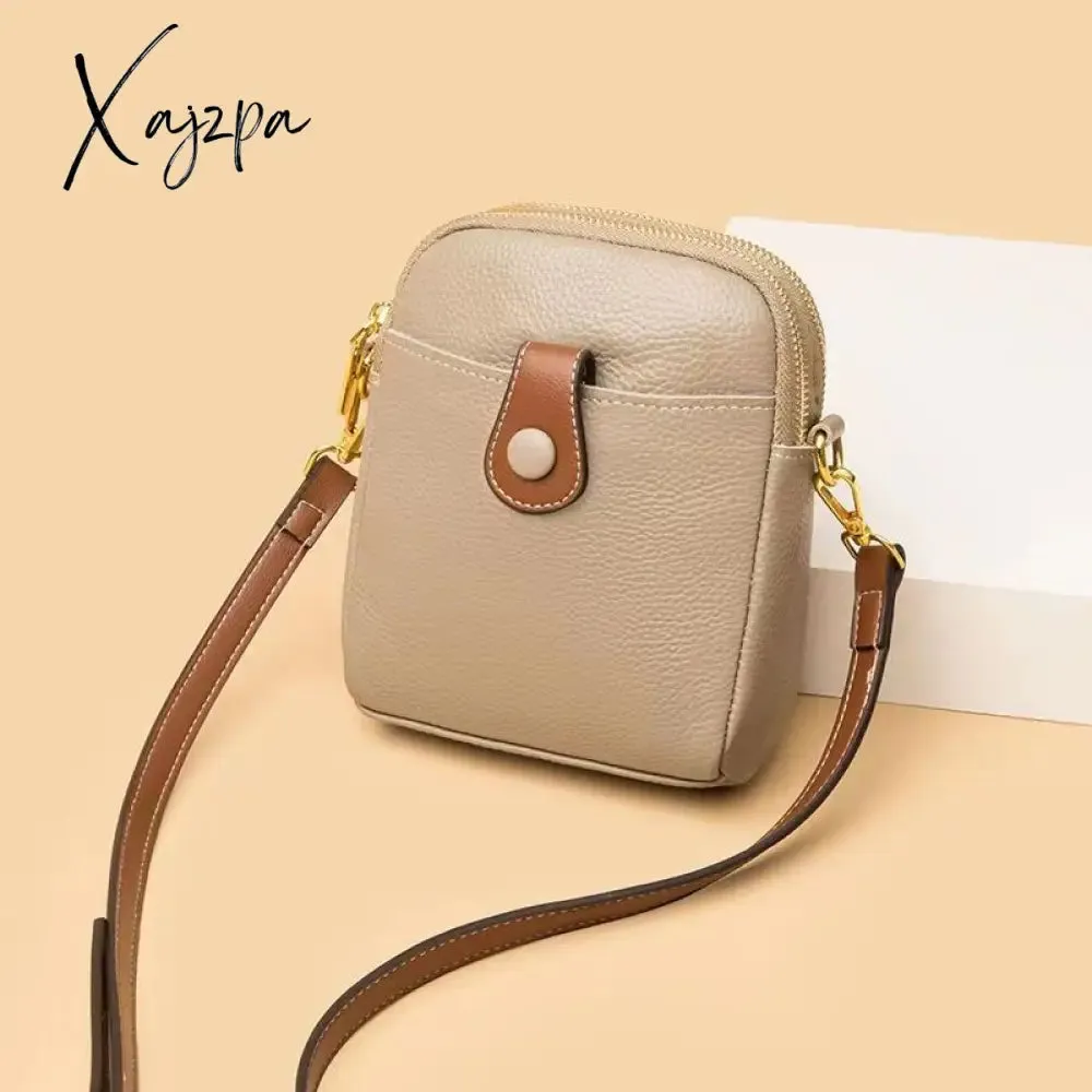 Xajzpa - Genuine Leather Crossbody Bags For Women Luxury Handbags Designer Ladies Shoulder Messenger Bag Mobile Phone Versatile Small Bag