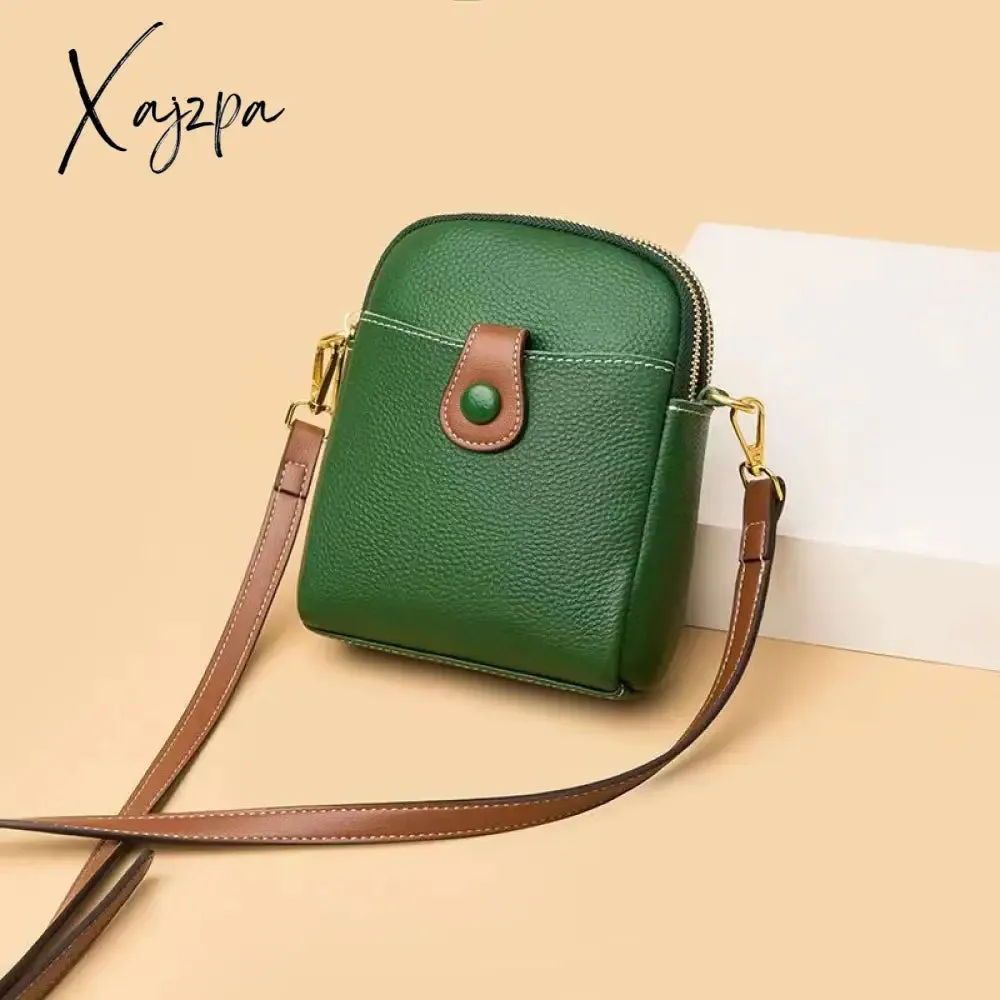 Xajzpa - Genuine Leather Crossbody Bags For Women Luxury Handbags Designer Ladies Shoulder Messenger Bag Mobile Phone Versatile Small Bag