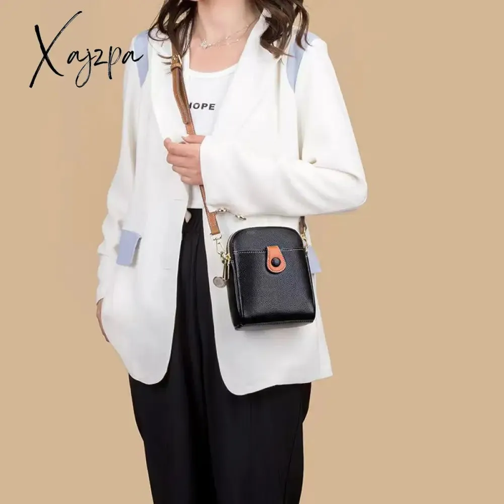 Xajzpa - Genuine Leather Crossbody Bags For Women Luxury Handbags Designer Ladies Shoulder Messenger Bag Mobile Phone Versatile Small Bag