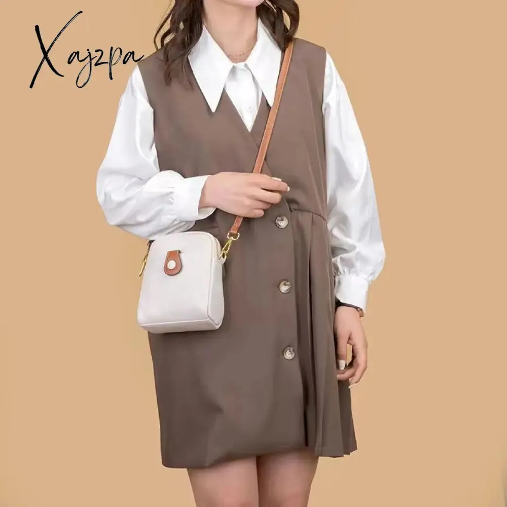 Xajzpa - Genuine Leather Crossbody Bags For Women Luxury Handbags Designer Ladies Shoulder Messenger Bag Mobile Phone Versatile Small Bag
